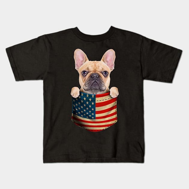 French Bulldog In The Pocket 4th Of July Kids T-Shirt by snnt